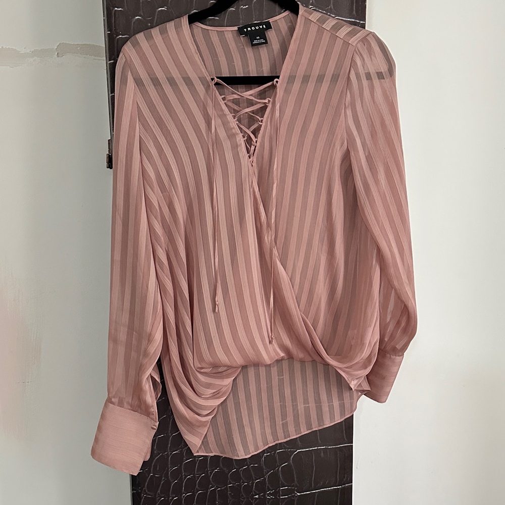 Zara Blush Pink Striped Blouse